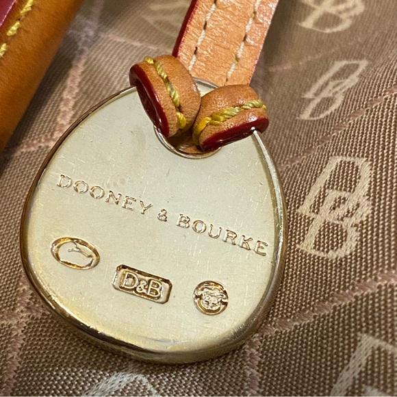 Dooney & Bourke signature logo shoulder/hand bag tan/ivory/pink medium 10x18 - Picture 5 of 16